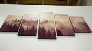 5 részes kép erdő ködben