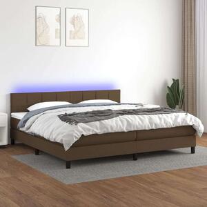VidaXL barna szövet rugós és LED-es ágy matraccal 200x200 cm