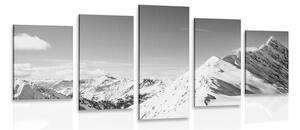 5 részes kép havas hegyek fekete fehérben
