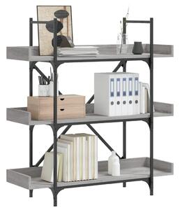 3-szintes szürke sonoma szerelt fa könyvespolc 100x33x108,5 cm