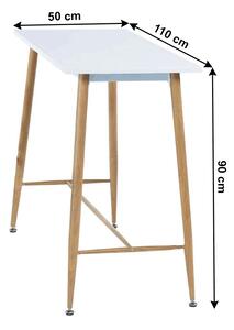 KONDELA Bárasztal, fehér/bükk, MDF/fém, 110x50 cm, DORTON