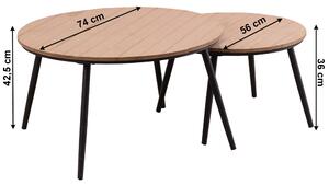 KONDELA Kerti asztal készlet 2 db, természetes/fekete, NADRY