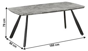 Étkezőasztal, beton/fekete, 180x90 cm, ADELON