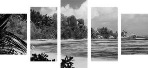 5 részes kép La Diguo szigeten fekete fehérben