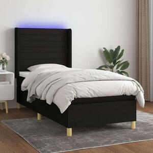 VidaXL LED-es Ágy - Fekete Szövet - 80x200 cm