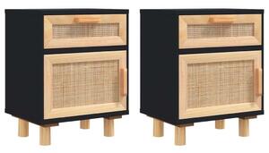 Rattan Éjjeliszekrény Szett - 2 db - Fekete