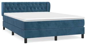 VidaXL Boxspring ágy matraccal, sötétkék, 140x200 cm, bársony