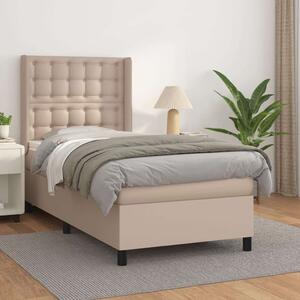 VidaXL cappuccino színű műbőr rugós ágy matraccal 90 x 200 cm