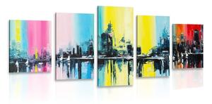 5 részes kép város olaj festménye