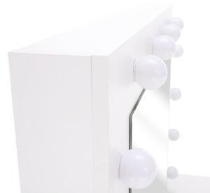 KONDELA Fésülködőasztal LED világítással, fehér, LEDIO