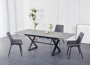 KONDELA Kihúzható étkezőasztal, szürke/fekete, 160-240x90x76 cm, LUXOL