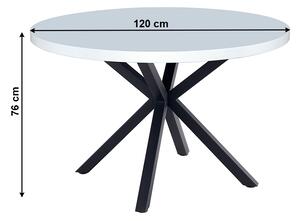 KONDELA Étkezőasztal, fehér matt/fekete, átmérő 120 cm, MEDOR