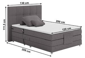 KONDELA Elektromos állítható ágy, boxspring, szürke, 120x200, MURKO NEW