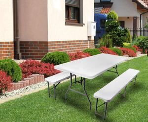 Összecsukható kerti asztal padokkal – 180 cm (BB3257)