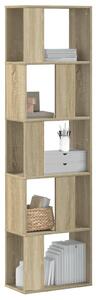 5 szintes sonoma tölgy szerelt fa könyvespolc 45x23,5x162,5 cm