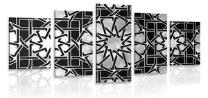5 részes kép keleti mozaik fekete fehérben