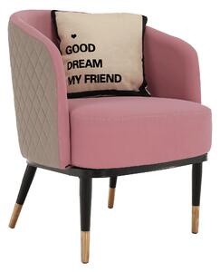 Dizájn fotel, rózsaszín/bézs, KALILA