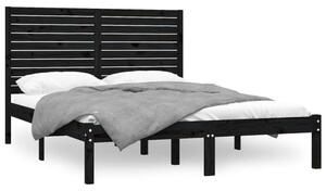 VidaXL Fekete Tömörfa Ágykeret - King Size (150x200 cm)
