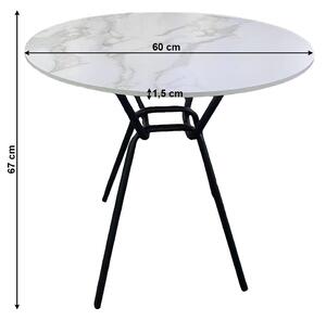 Étkezőasztal, fehér/fekete, átmérő 60 cm, TEON