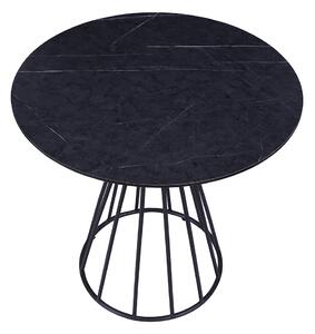 Étkezőasztal, fekete, átmérő 70 cm, TEGAN