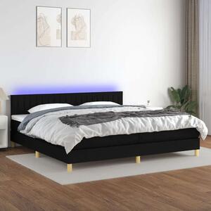 VidaXL fekete szövet rugós és LED-es ágy matraccal 200x200 cm