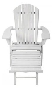 Kerti fa szék kihúzható lábtartóval-fehér