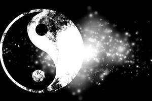 Kép Jin Jang szimbólumm fekete fehérben