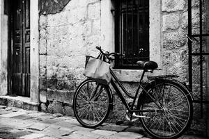 Kép retro bicikli fekete fehérben