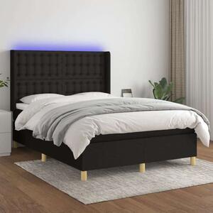 VidaXL fekete szövet rugós és LED-es ágy matraccal 140x190 cm