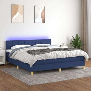 VidaXL kék szövet rugós és LED-es ágy matraccal 160x200 cm