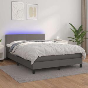 VidaXL szürke műbőr rugós ágy matraccal és LED-del 140x200 cm