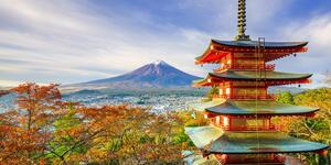Kép kilátás Chureito Pagoda-ra és a Fuji hegyre