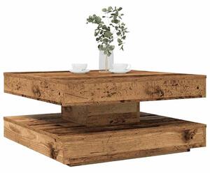 Antik fa dohányzóasztal 360 fokban forgatható 70x70x34,5 cm