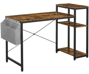 Számítógépes asztal polccal, 130 x 90 x 55 cm, rusztikus barna