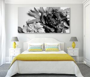 Kép pünkösdi rózsák fekete fehérben