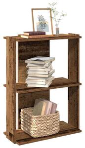 3 szintes antik fa szerelt fa könyvespolc 60x30x80 cm