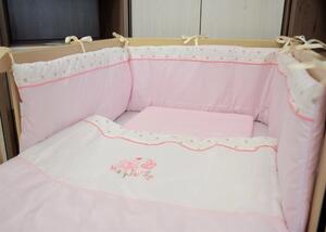Bunny Baby 3 részes ágynemű garnitúra - rózsaszín/bézs pöttyös