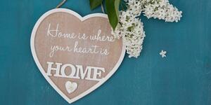 Kék szív-idézet - Home is where your heart is
