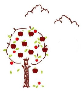 STICKER alma alakú matricákkal piros és barna műanyag falmatrica