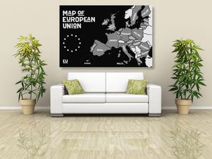Kép oktatási térkép az Európai Unió országainak nevével feket fehérben