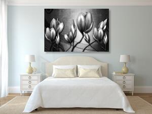 Kép virágok etno stílusban fekete fehérben
