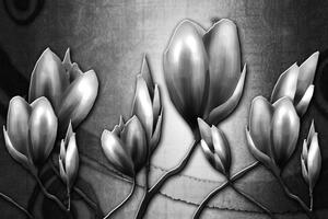 Kép virágok etno stílusban fekete fehérben