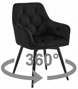 JORK360 VELVET fekete forgó étkezőszék