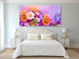 Kép színes virágok olajfestmény