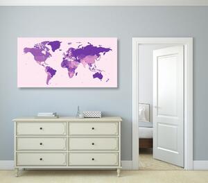 Parafa kép részeletes világ térkép lila színben