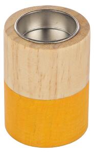 Cylinder Fa Gyertyatartó, Natúr / Narancssárga, Ø6xM8 cm