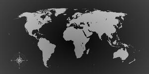 Parafa kép világ térkép szürke árnyalatban - 100x50