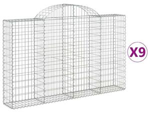 VidaXL 9 db íves horganyzott vas gabion kosár 200x30x120/140 cm