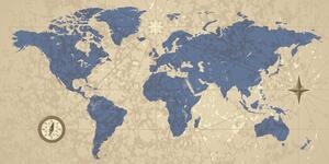 Parafa kép világ térkép iránytűvel retró stílusban