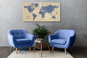 Parafa kép világ térkép iránytűvel retró stílusban